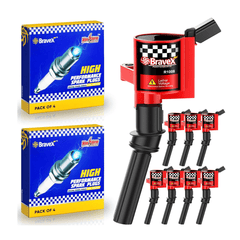 Bravex Ignition Coil Pack And Spark Plug SP493 Red 8 pcs DG508