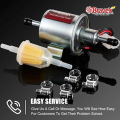 Bravex 2.5-4 Psi Electric Fuel Pump Universal Inline 12V Low-Pressure For Car