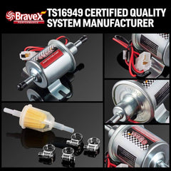 Bravex 4-7 Psi Electric Fuel Pump Inline Universal 12V Low-Pressure for Car
