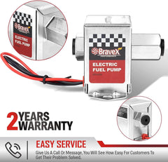 Bravex 2.5-4 Psi Inline Electric Fuel Pump for Car Universal Dc 12V Square