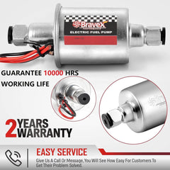 Bravex 5-9 Psi Electric Fuel Pump Universal 12V with Installation Kit E8012S