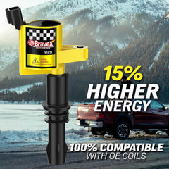 Bravex Ignition Coil 8Pack for F150 Ford Lincoln Mercury Yellow