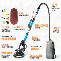 Drywall Sander with Vacuum Electric Sander Floor Sander 500-1800Rpm