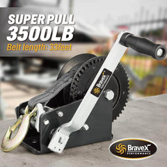 Cabrestante de remolque de barco de 3500 libras con correa de 33 pies