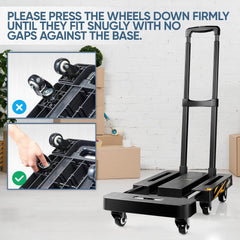 Folding Hand Truck Dolly Cart Luggage Cart for Moving Travel Shopping 440lb