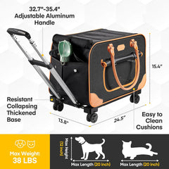 Cat Carrier Pet Carriers for Catit Small Dogs Up To 38 lbs With Wheels