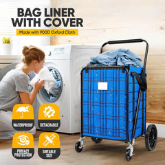 Shopping Cart Grocery Cart with Wheels 300lbs Portable Personal Hand Truck