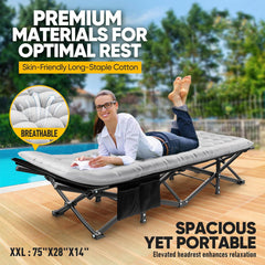 Camping Cots Sleeping Cot With Mattress Foldable For Home Beach Travel