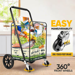 Shopping Cart Grocery Cart with Wheels 300lbs Portable Personal Hand Truck