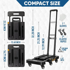 Folding Hand Truck Dolly Cart Luggage Cart for Moving Travel Shopping 440lb