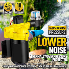 4.5Gpm Water Pump for Camper 45Psi 12v Waterpump RV Pump for Garden