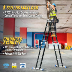 Step Ladder Extensionladder Folding Tall Aluminum 20 Ft Step Ladder