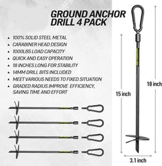 4Pcs Ground Anchors 1000lbs Earth Anchors 18inch for Tents Canopies Sheds