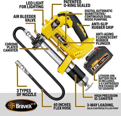Bravex Electric Grease Gun 12,000 Psi Battery Power Grease Gun