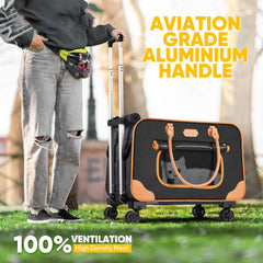 Cat Carrier Pet Carriers for Catit Small Dogs Up To 38 lbs With Wheels