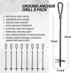 8Pcs Ground Anchors 1000lbs Earth Anchors for Tents Canopies Sheds 18inch