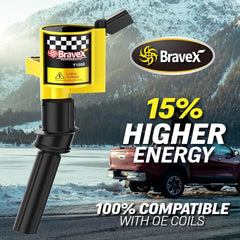 Bravex Ignition Coil 8Pack for Ford Lincoln Mercury Curved Boot Yellow