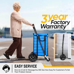 Shopping Cart Grocery Cart with Wheels 300lbs Portable Personal Hand Truck