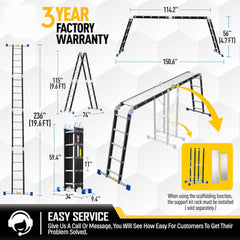 Step Ladder Extensionladder Folding Tall Aluminum 20 Ft Step Ladder