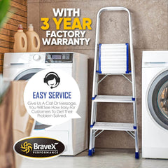 Bravex Ladders Steps 3 Portable Step Ladder Aluminum Folding 440lb