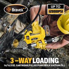 Bravex Electric Grease Gun 12,000 Psi Battery Power Grease Gun