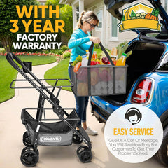 Grocery Shopping Cart Folding Carts With Wheels 80lbs Personal For Home