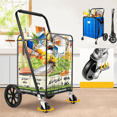 Shopping Cart Grocery Cart with Wheels 300lbs Portable Personal Hand Truck