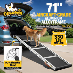 Dog Ramp for Car (330 lbs), Extra L71” W17” Folding Pet Ramp for Large Dogs