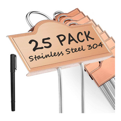 Metal Plant Labels for Garden Outdoor Stainless Steel Plant Markers 25 Pack Gold