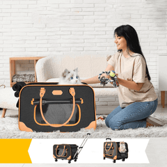 Cat Carrier Pet Carriers for Catit Small Dogs Up To 38 lbs With Wheels