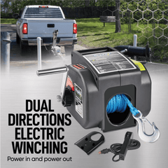 Electric Winch For Trailer Boat Portable Winch Reversible 6000 lbs 12V DC