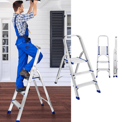 Bravex Ladders Steps 3 Portable Step Ladder Aluminum Folding 440lb