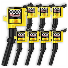 Bravex Ignition Coil 8Pack for Ford Lincoln Mercury Curved Boot Yellow