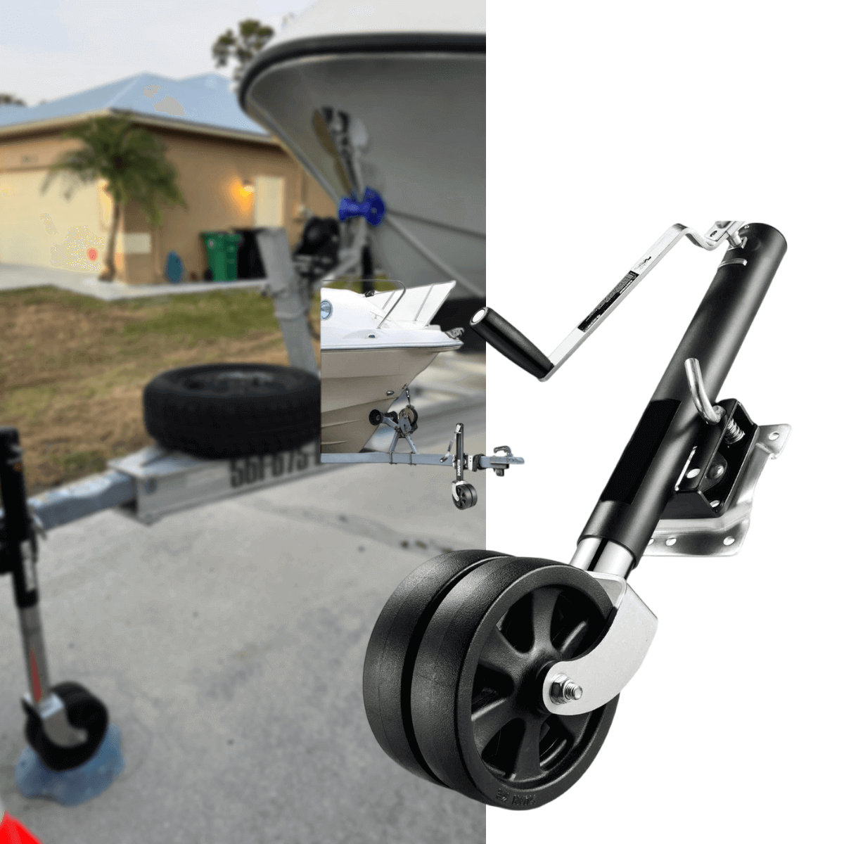thumbnail image 2 of Buy Aukayne Swivel Trailer Jack, Heavy Duty Boat Trailer Jack With 6 Dual Wheels 12 Lift 2000 Lbs 2 of 12