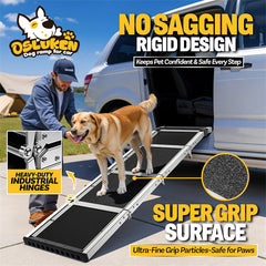 Dog Ramp for Car (330 lbs), Extra L71” W17” Folding Pet Ramp for Large Dogs