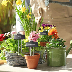 Etiquetas de metal para plantas, paquete de 25, color negro