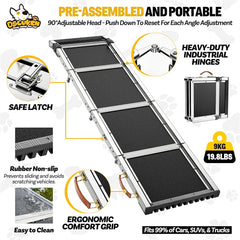 Dog Ramp for Car (330 lbs), Extra L71” W17” Folding Pet Ramp for Large Dogs