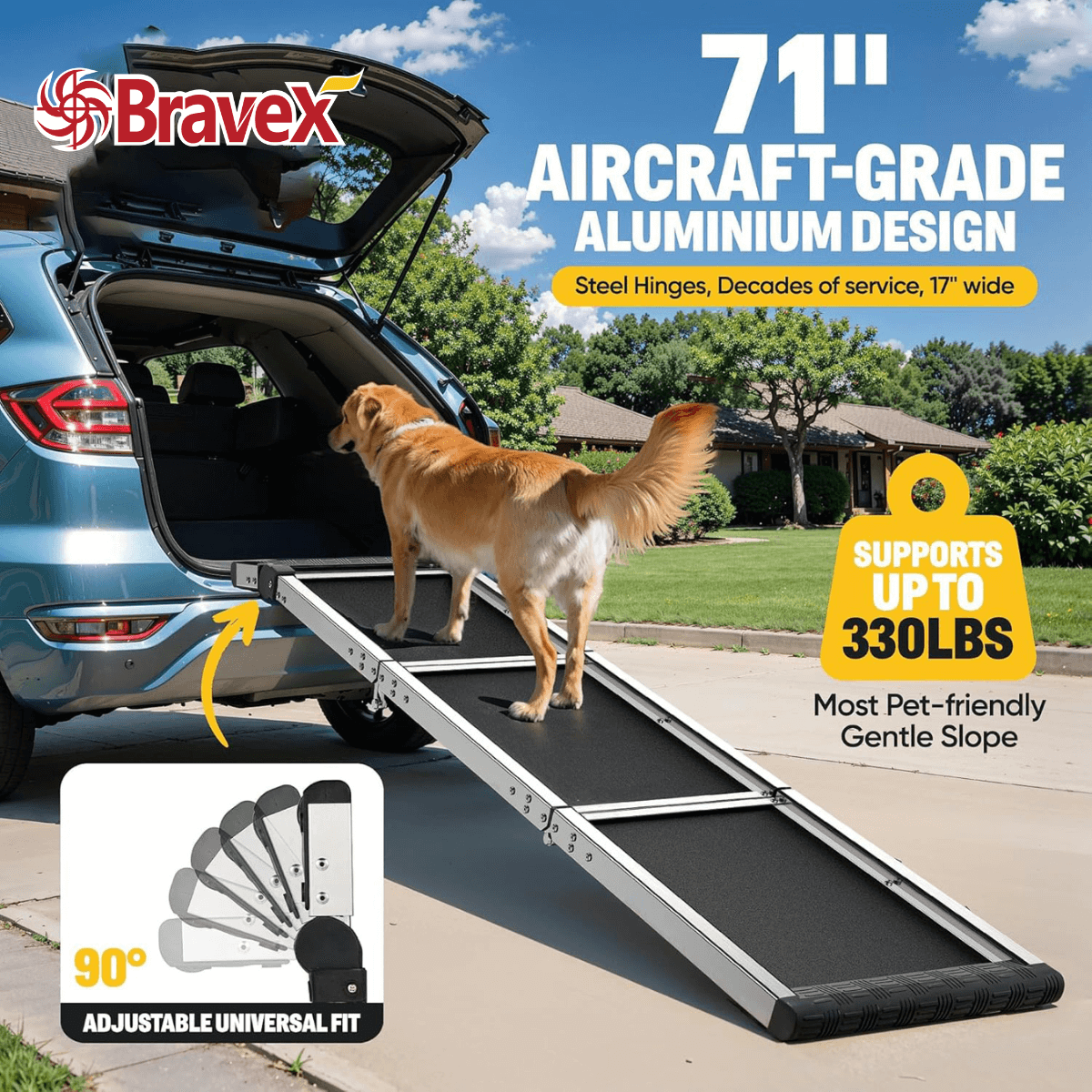 Dog Ramp for Car Canine Ramp with Non-slip Rug Surface, Dog Walkway for Outdoor