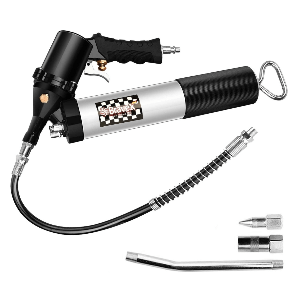 Bravex Grease Guns with 18inch Hose Pneumatic Grease Gun 6000 PSI