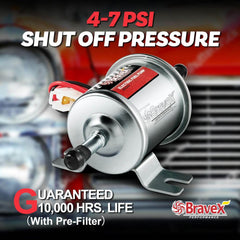 Bravex 4-7 Psi Electric Fuel Pump Inline Universal 12V Low-Pressure for Car