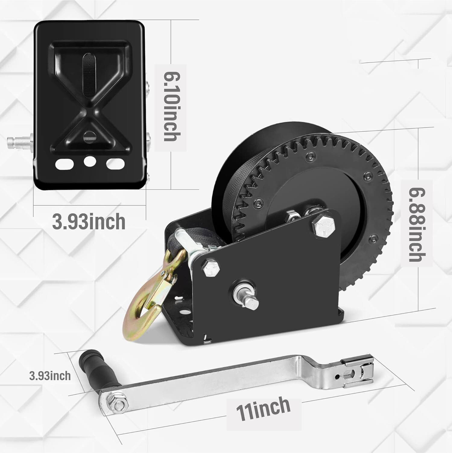 Bravex Boat Trailer Winch 2000lbs Portable Hand ATV Winches