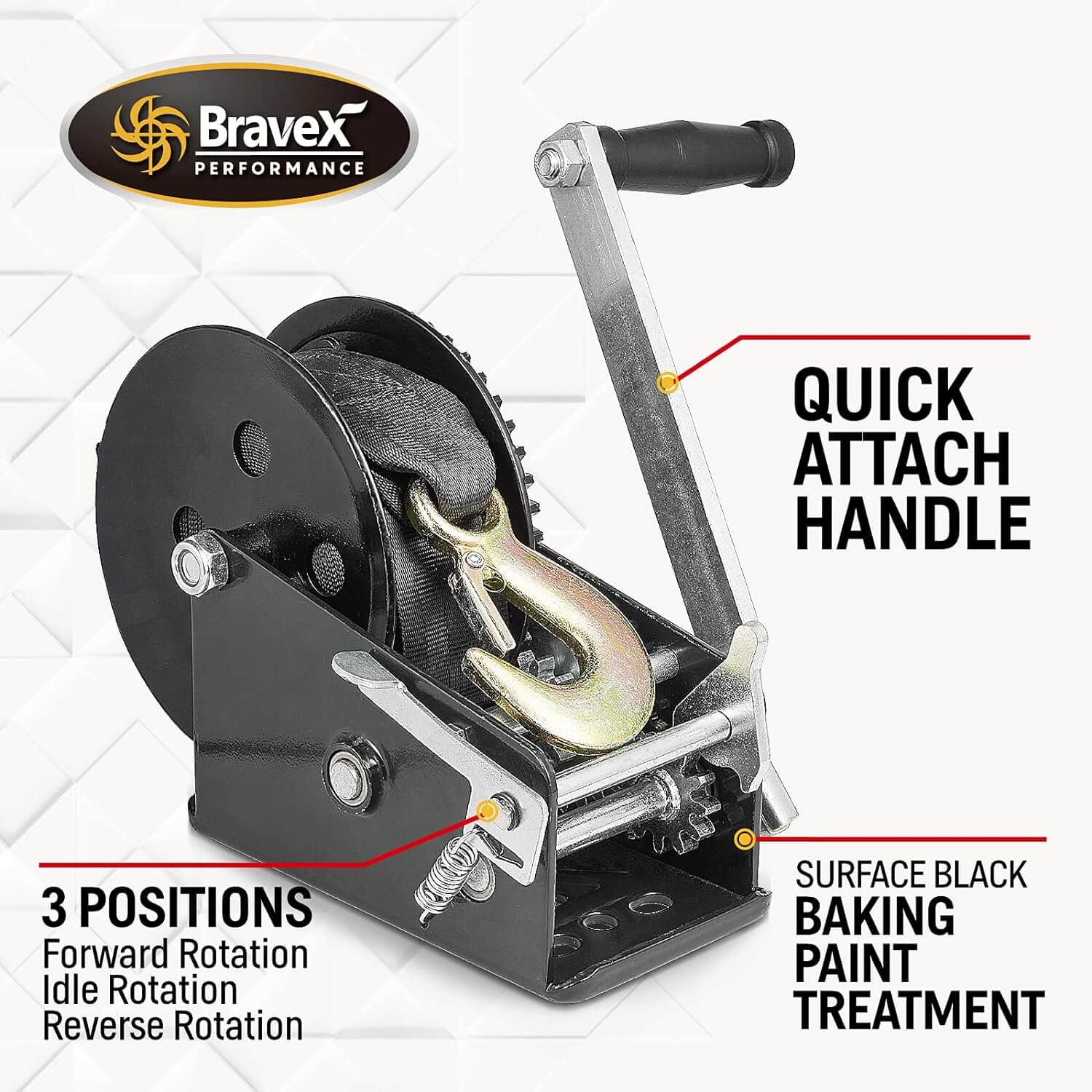 Bravex Trailer Winch Boat ATV Portable Hand Winch 3500 lbs
