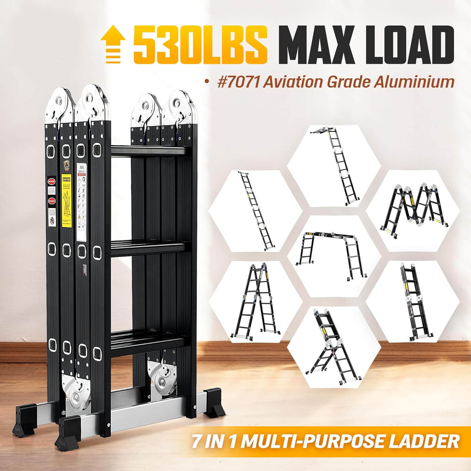 12 Ft Ladder Extensionladder Aluminum Step Ladder Folding 7 In 1 Ladder