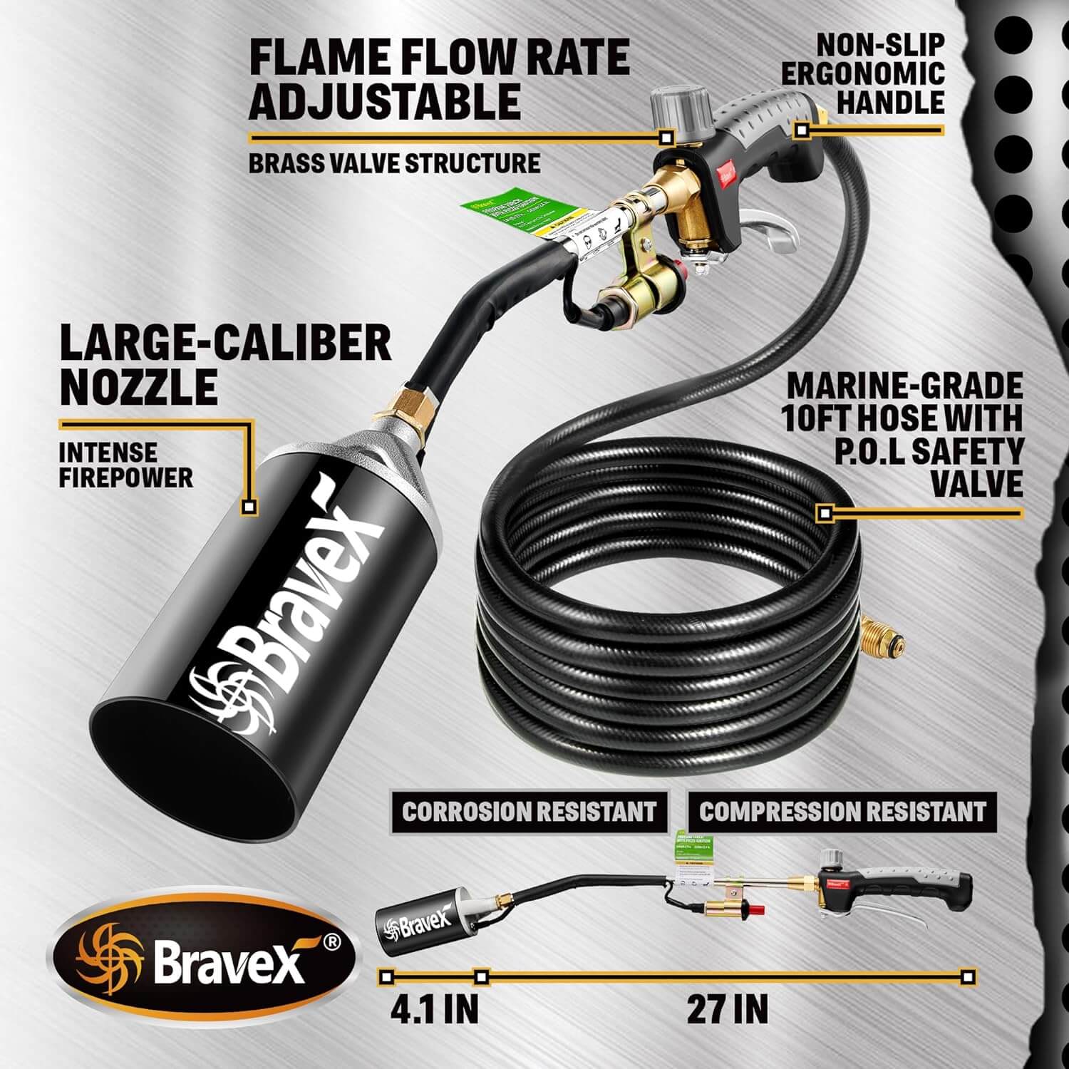 Bravex Weed Torch Propane Brush Torch For Garden Grass Ice Snow