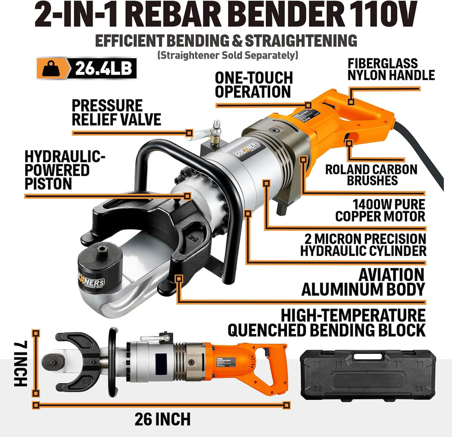 16mm/22mm Electric Rebar Bender 1400w Rebar Cutter Machine