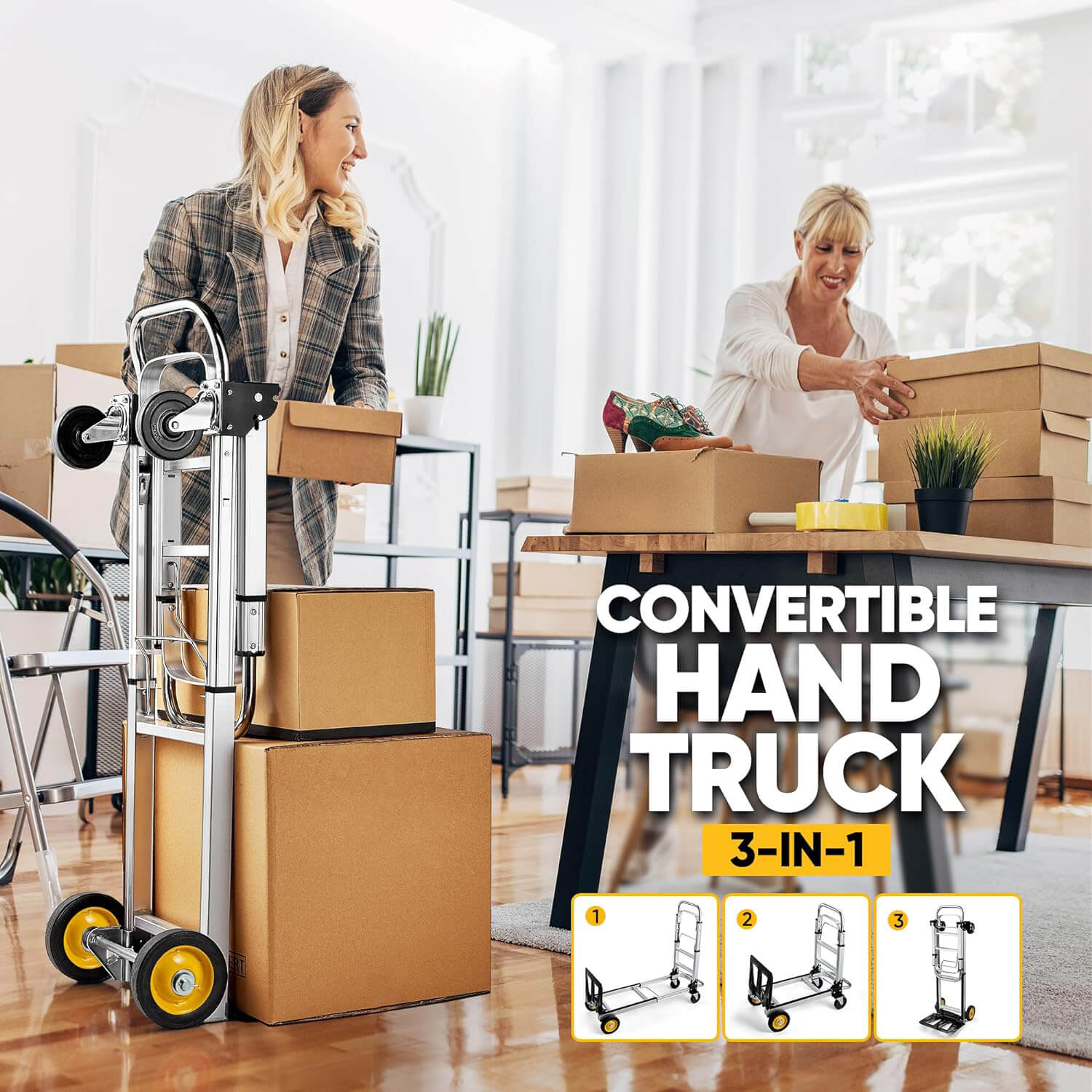 Convertible Hand Truck Dolly 3-in-1 Folding Hand Truck 440 lbs for Shopping