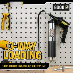 Bravex Grease Guns with 18inch Hose Pneumatic Grease Gun 6000 PSI