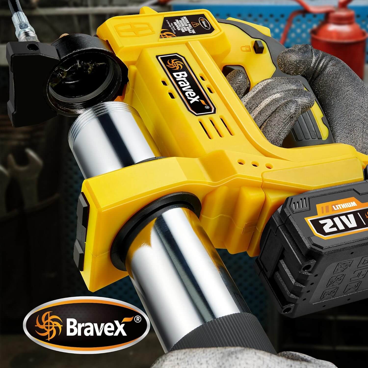 Bravex Electric Grease Gun 12,000 Psi Battery Power Grease Gun