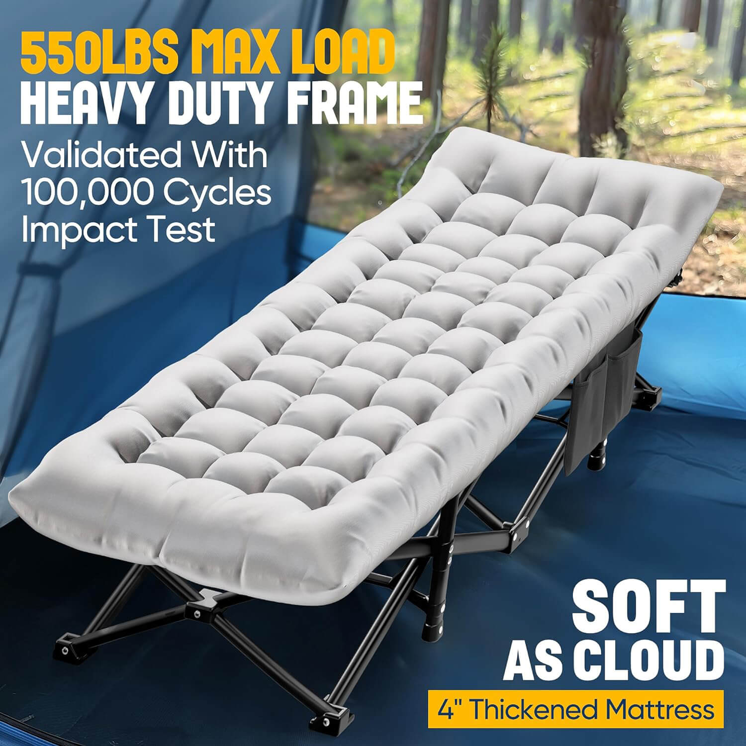 Camping Cots Sleeping Cot With Mattress Foldable For Home Beach Travel