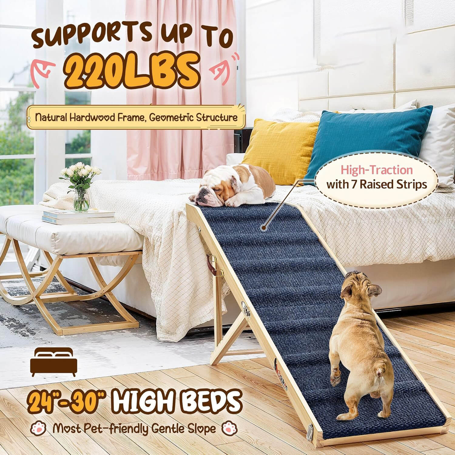 Canine Ramp Dog Ramp For Bed Car Foldable Pet Ramp For Cats